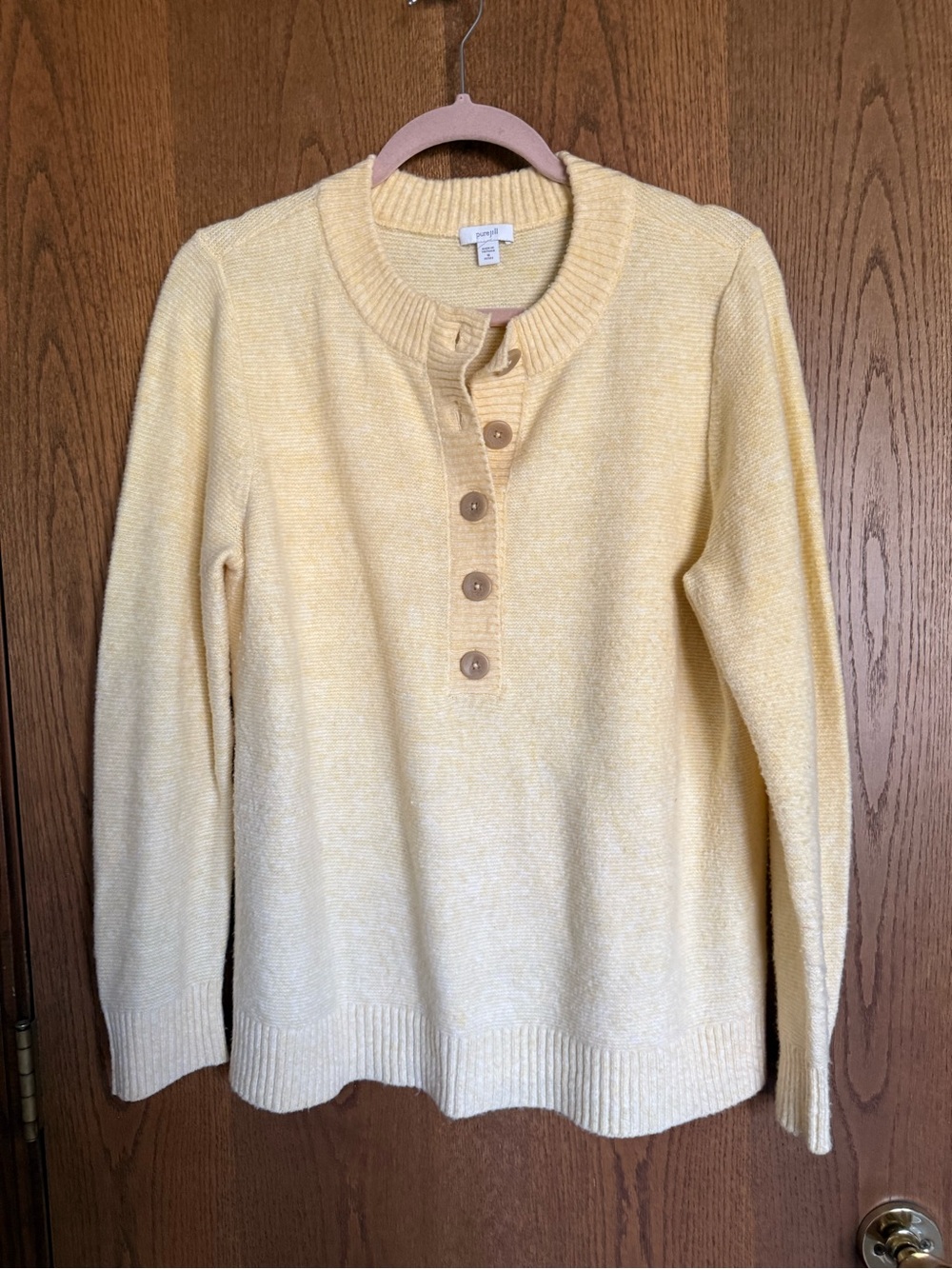 J. Jill Pale can Yellow Button Henley Sweater